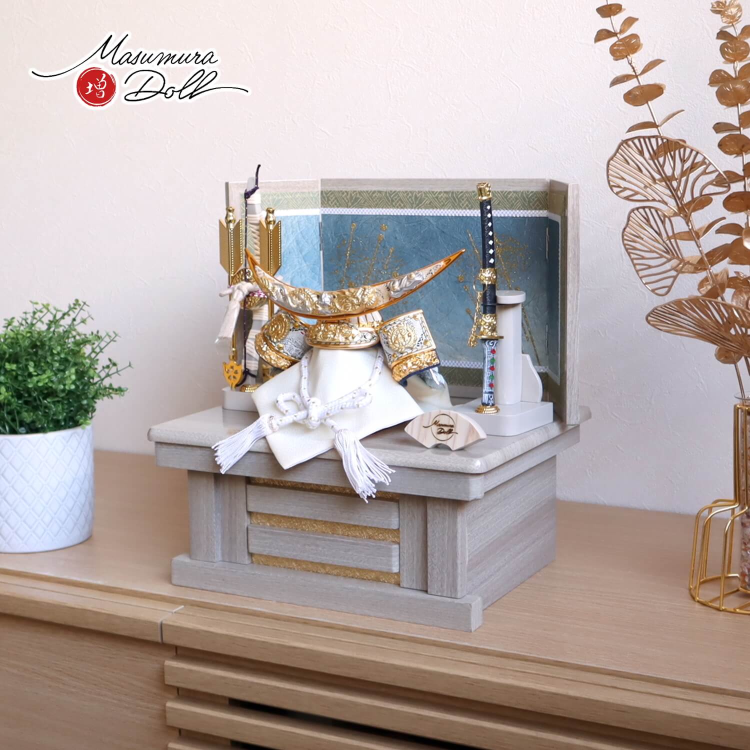 新作 ☆ 伊達政宗 収納 和紙屏風 彫金 前立て 武将 レビュー特典 木札