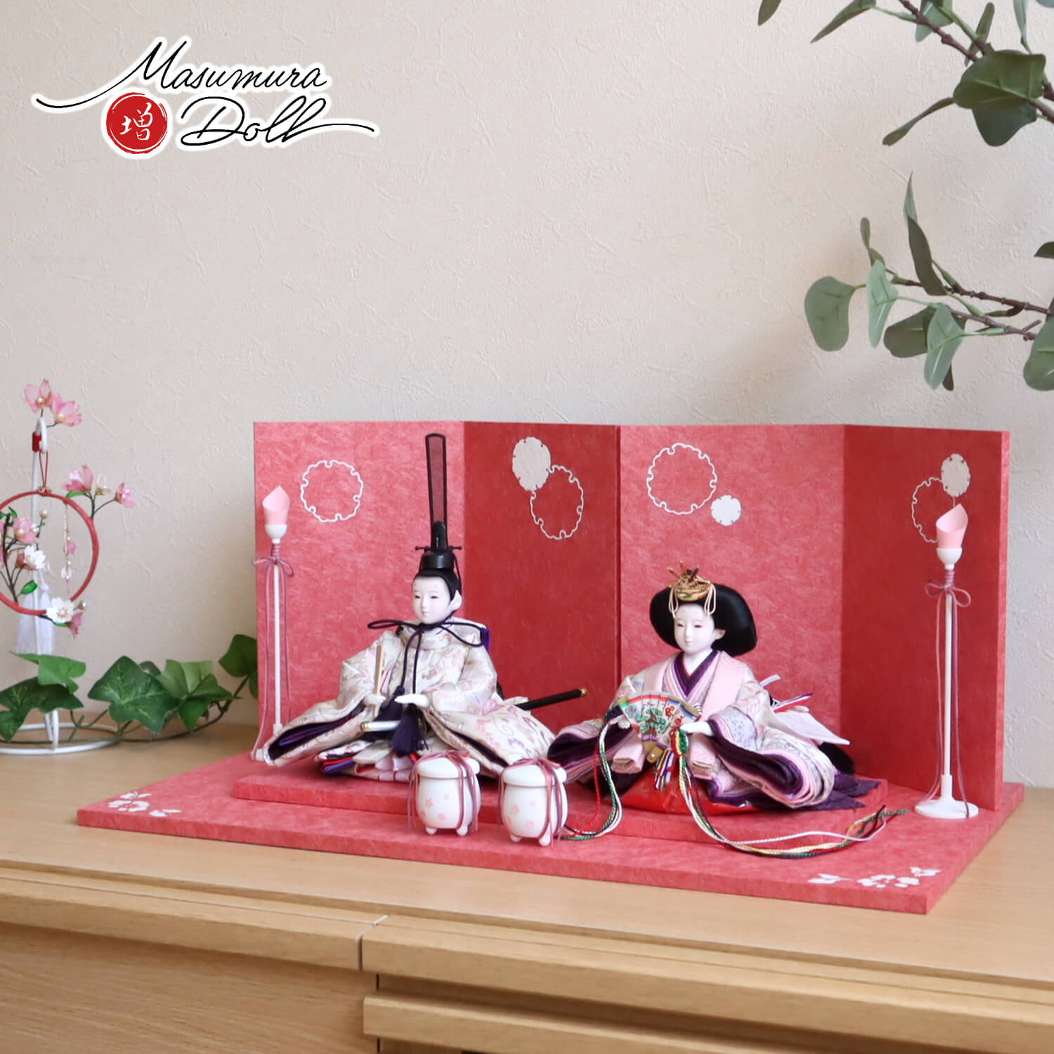 最新作 華峰作 芥子 西陣織 唐花クリーム 雪輪牡丹 盛上手描きセット