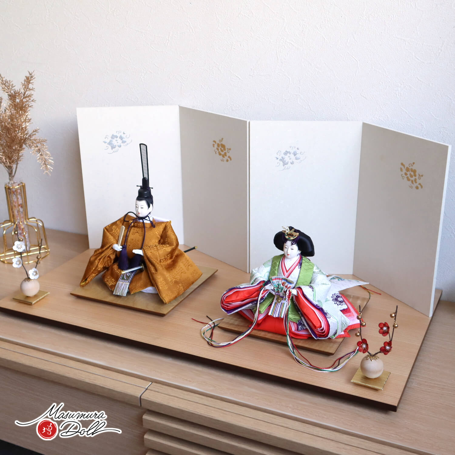 正絹　立びな飾　皇宮 新作 華峰作 柳 親王 黄櫨染 天皇陛下 雅子様 令和 即位 十二単 正絹