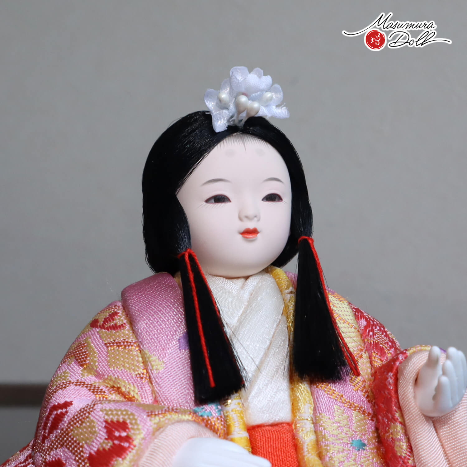新作 木目込み人形 吉祥花 予祝 赤ちゃん L型屏風(金銀段違い