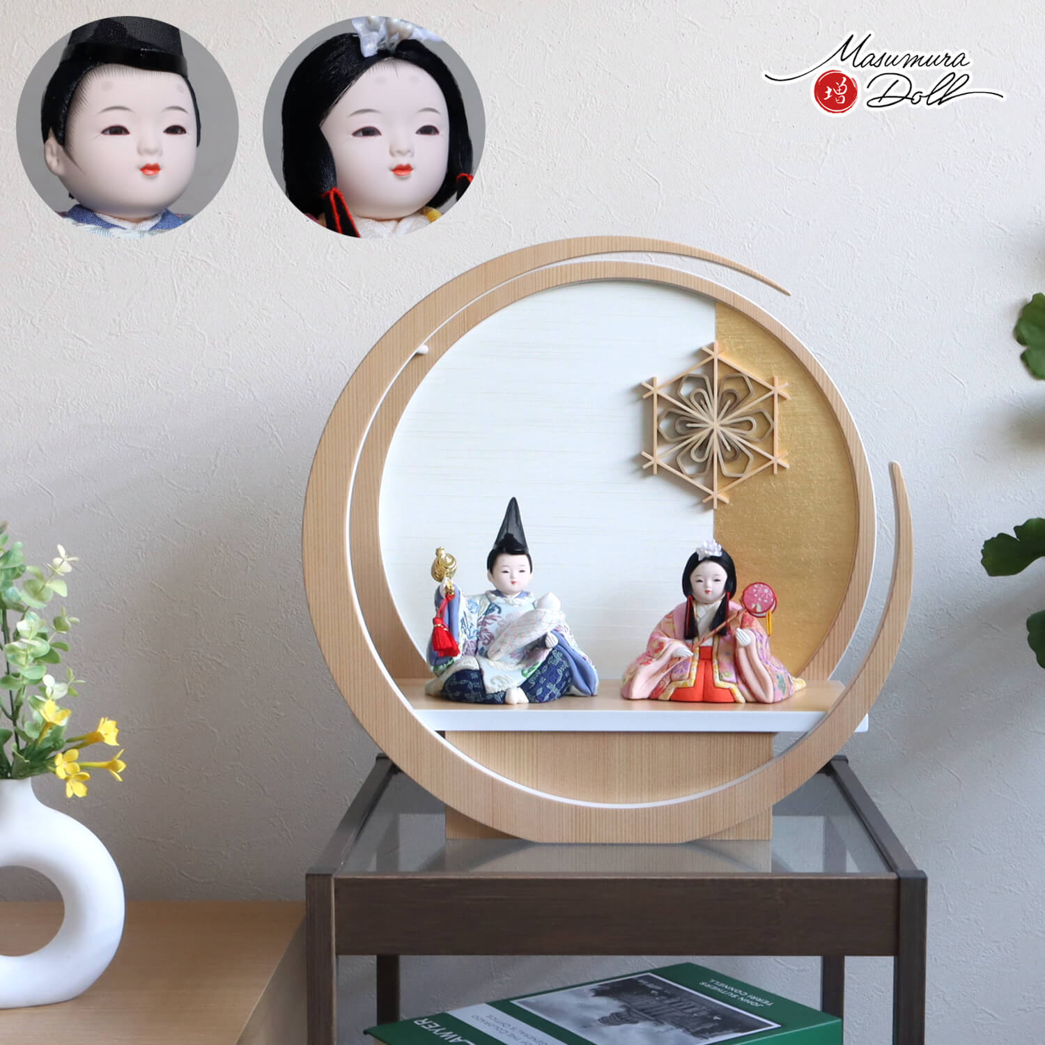 新作 選べる2種類(金彩花、吉祥花) 木目込み人形 予祝 赤ちゃん 月