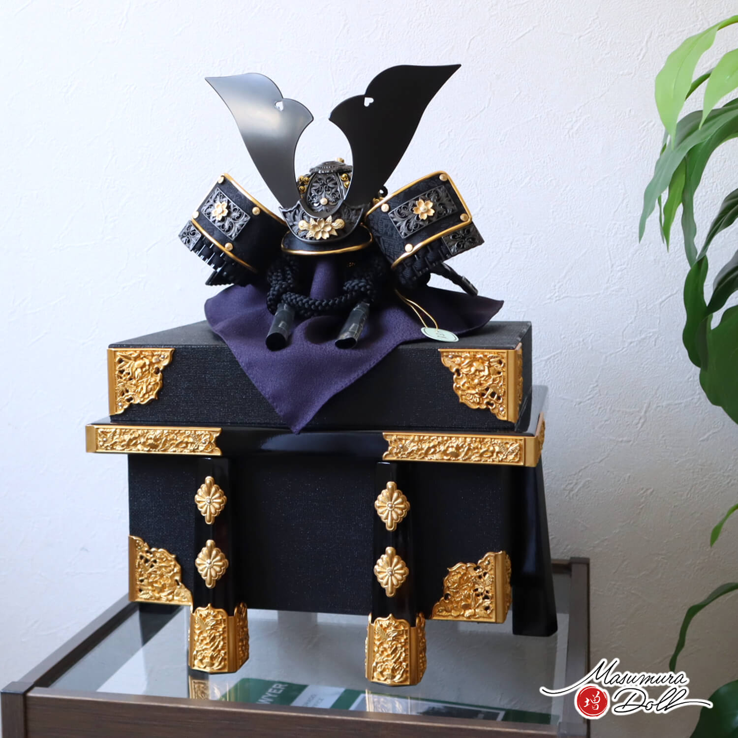 吊るし飾り❤︎9連 白甲州印伝富士山柄11号武田信玄公兜昇龍墨絵LED飾りセット