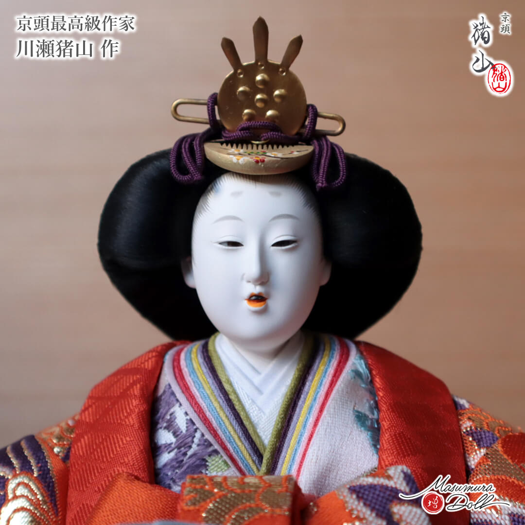 N7 　可愛いサイズの雛人形　人形のみ　西陣織金らん衣装　雛人形五人飾り 雛人形 新古今雛 二人飾り 三五親王飾り 京都西陣 正絹裂地 金屏風