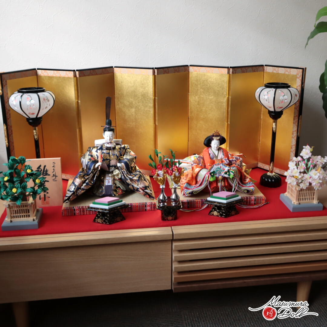 ★古い気品のある立派なお雛様 最新作 田村芙紗彦作 黄櫨染 立雛 天皇陛下 御即位儀礼 束帯 8曲箔押本