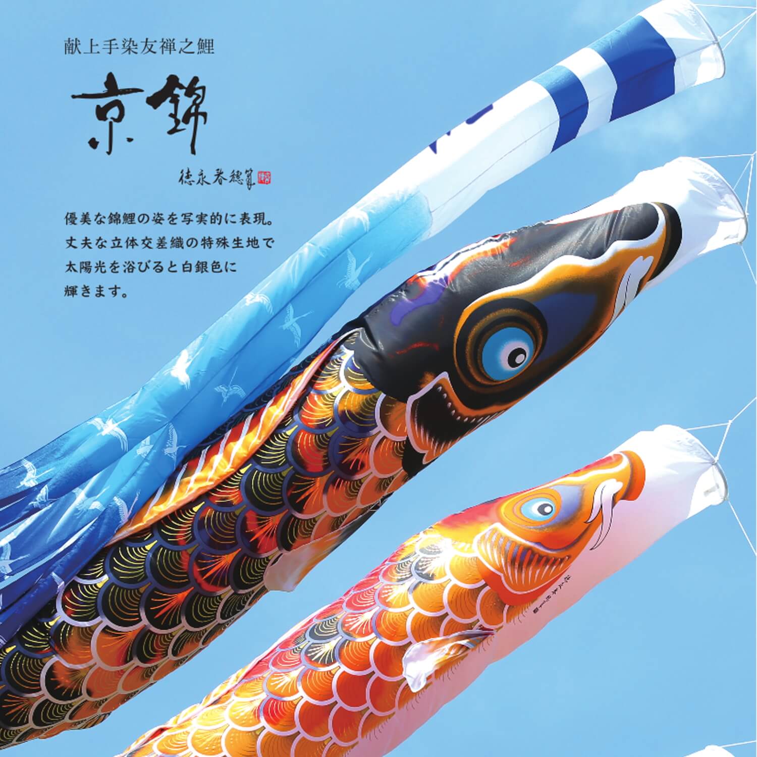 単品鯉】京錦 単品鯉のぼり(取付け金具セット)鯉のぼり 徳永鯉