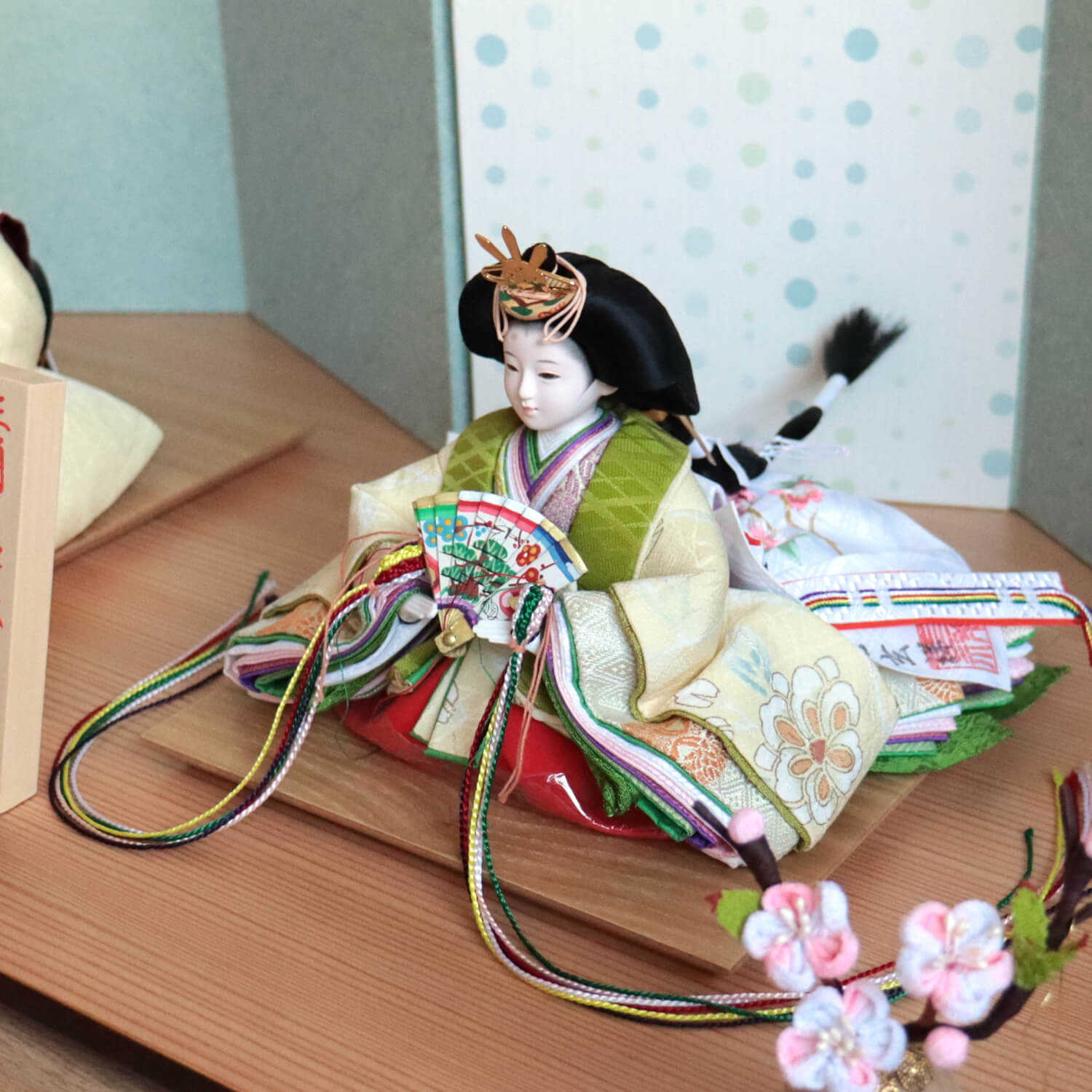京都・二世 三宅玄祥作 11番 正絹友禅染「うす山吹花紋様」ドット屏風 
