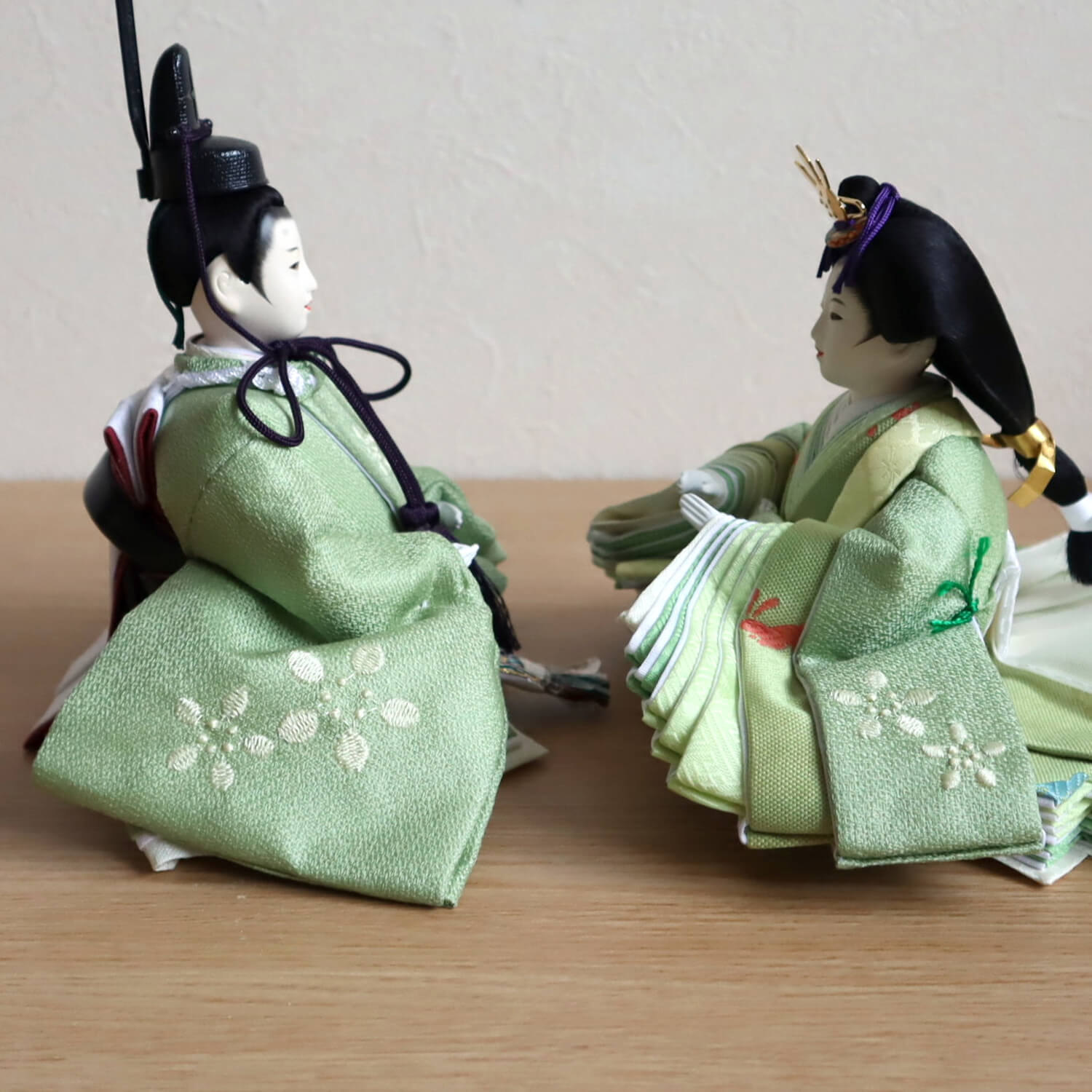 伝統工芸士・清水光雲作 柳サイズ 若葉刺繍 正絹西陣織 済美箔屏風