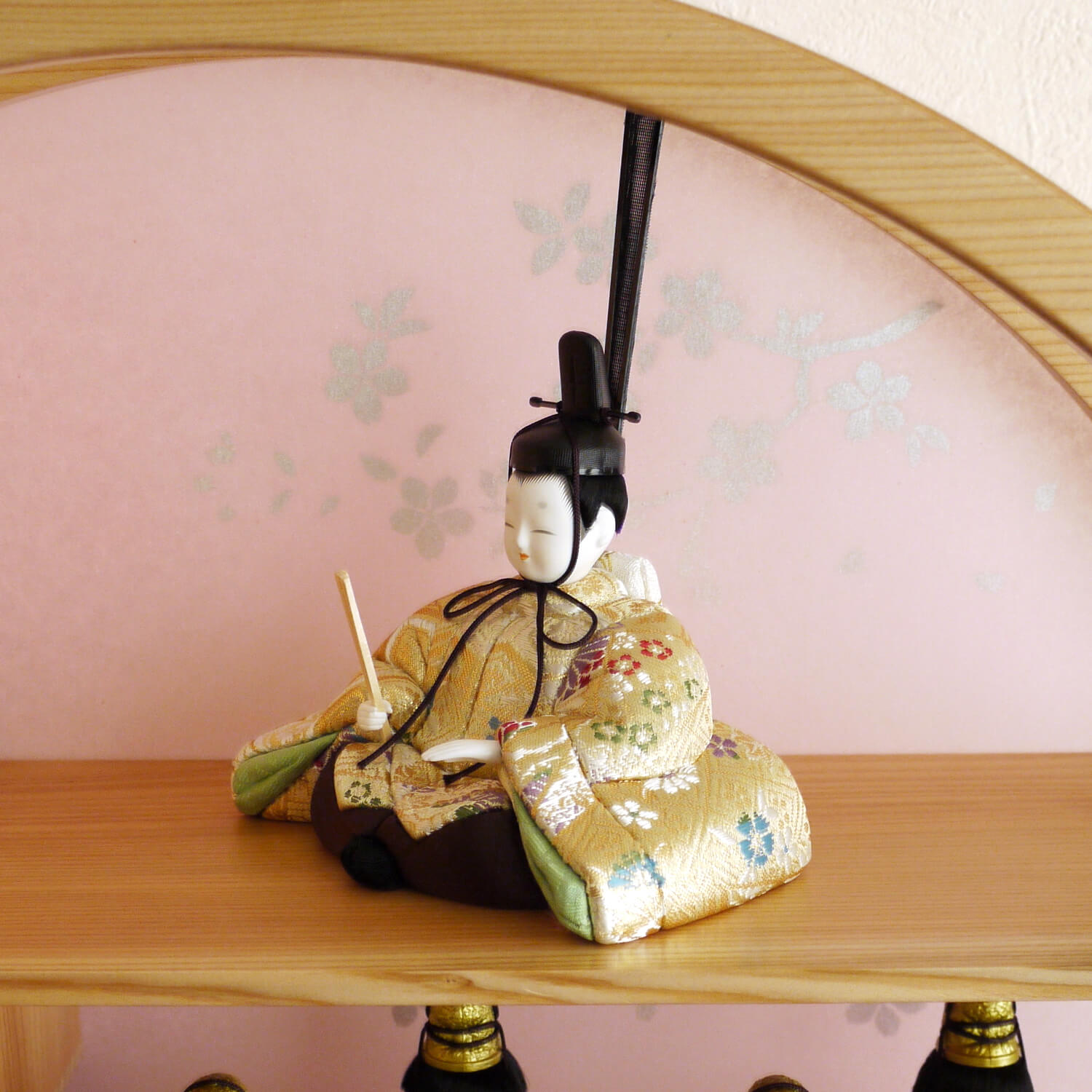 木村一秀作 国産杉・円窓飾り15人総揃 総木製道具九品 ナチュラル燭台