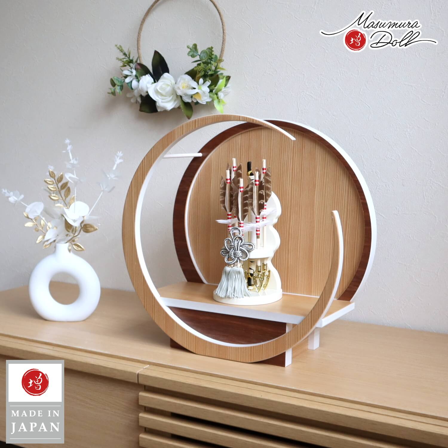 ラスト1セット新作 選べる2種類 (白塗り/黒塗り) 壁掛け対応 破魔弓 月