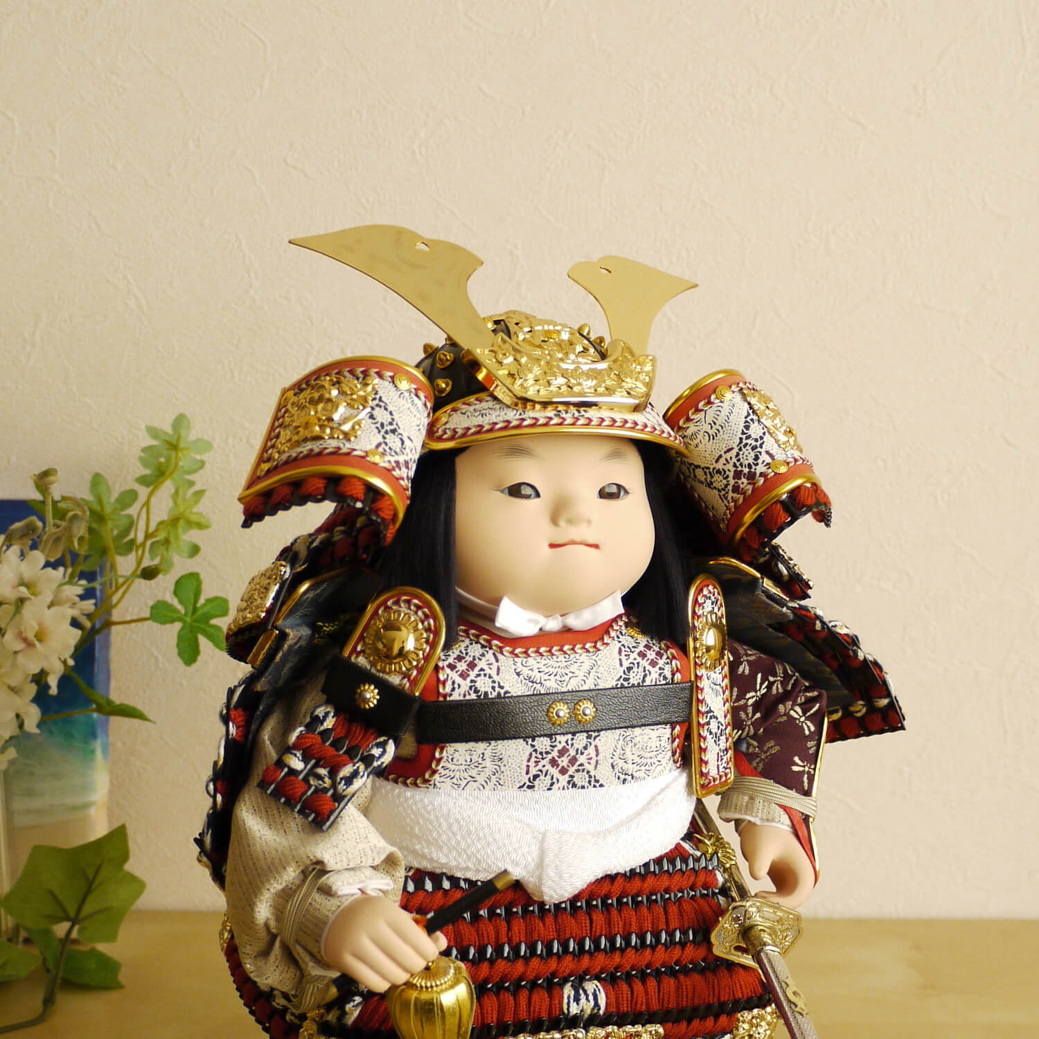 幸一光作 子供鎧着大将 「智」茜糸縅 五月人形 5月人形 皐月人形 幸一光作 子供鎧着大将 「智」茜糸縅 五月人形 5月人形 皐月人形